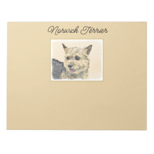 Norwich Terrier Painting - Cute Original Dog Art N Notepad