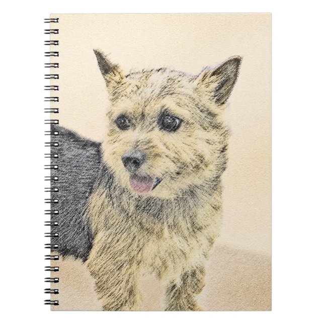 Norwich Terrier Painting - Cute Original Dog Art Notebook (Front)