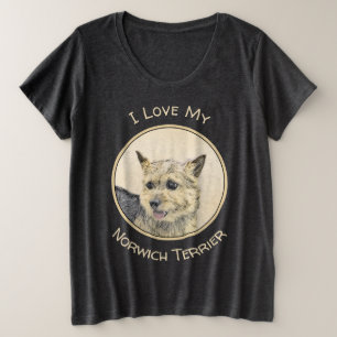 Norwich Terrier Painting - Cute Original Dog Art Plus Size T-Shirt