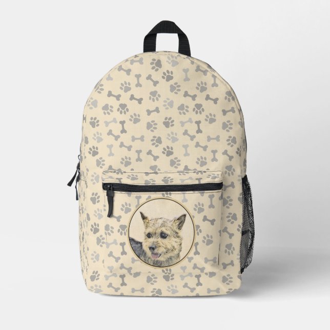 Norwich Terrier Painting - Cute Original Dog Art Printed Backpack (Front)