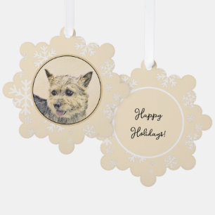 Norwich Terrier Painting - Cute Original Dog Art Tree Decoration Card