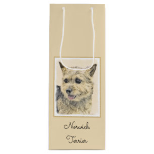 Norwich Terrier Painting - Cute Original Dog Art Wine Gift Bag