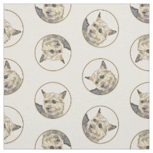 Norwich Terrier Painting Cute Original Pet Dog Art Fabric
