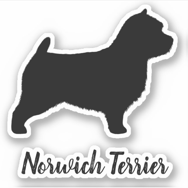 Norwich Terrier Silhouette Dog Breed Vinyl Sticker (Front)