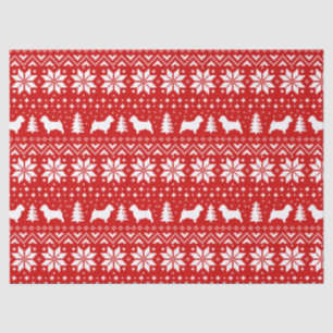 Norwich Terrier Silhouettes Christmas Pattern Tissue Paper