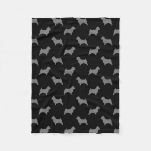 Norwich Terrier Silhouettes Pattern Black and Grey Fleece Blanket