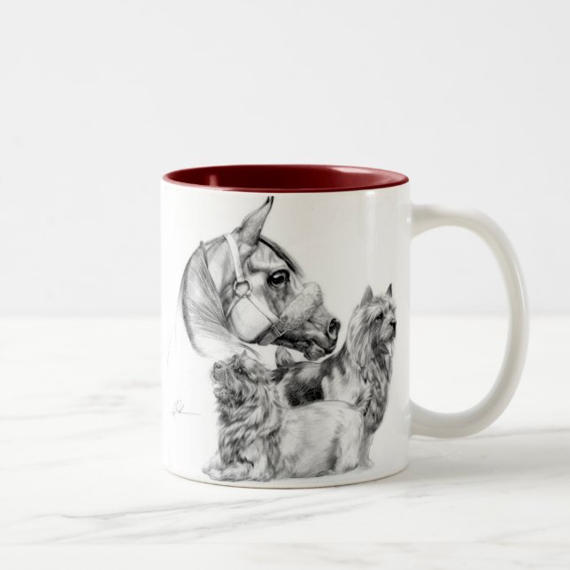 Norwich Terriers and Horse Mug (Right)