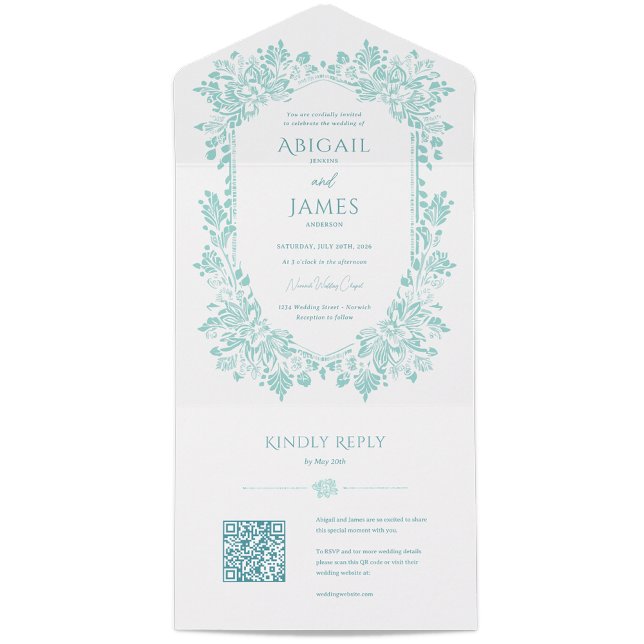 Norwich Wedding Invitation with RSVP Card (Folded wedding invitations with  QR code RSVP card)
