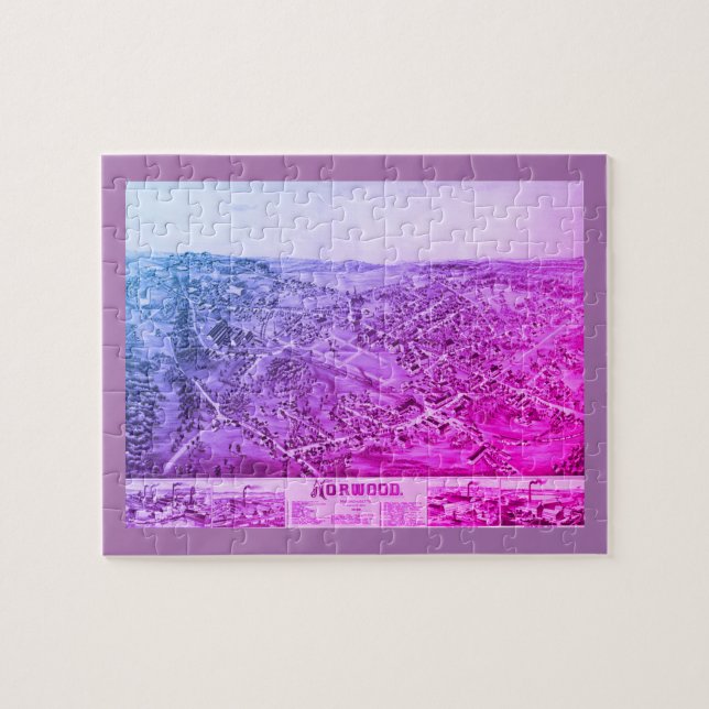Norwood, MA Vintage Map 1882 Jigsaw Puzzle (Horizontal)