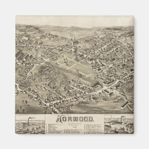 Norwood, MA Vintage Map 1882 Magnet