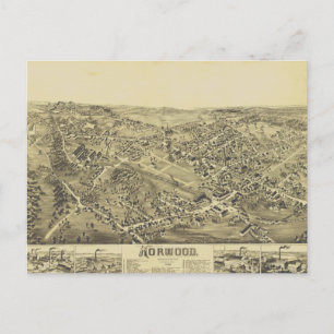 Norwood, MA Vintage Map 1882 Postcard