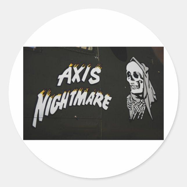 Nose Art "AXIS NIGHTMARE" Bomber Classic Round Sticker (Front)