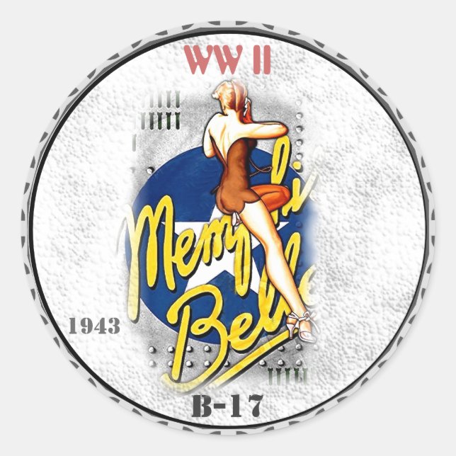 Nose Art - WW II- B-17 Bomber Classic Round Sticker (Front)