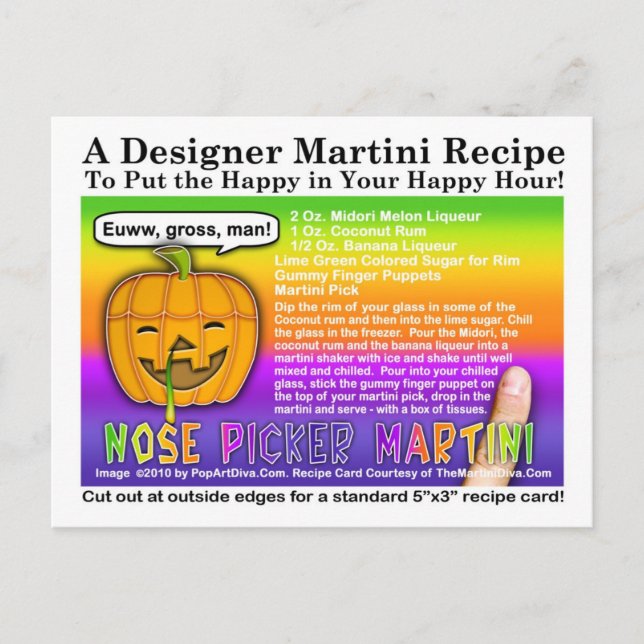 Nose Picker Halloween Martini Recipe Postcard (Front)