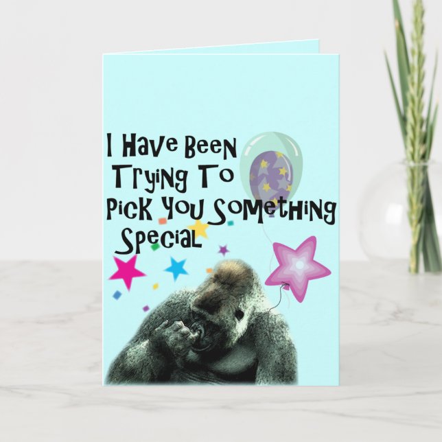 nose picking funny gorilla birthday card (Front)