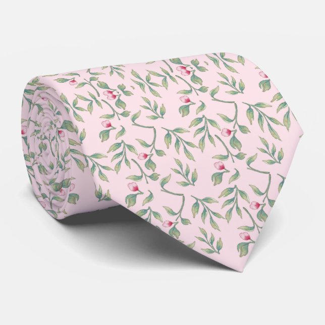 Nosegay Pink Wedding Keepsake  Neck Tie (Rolled)