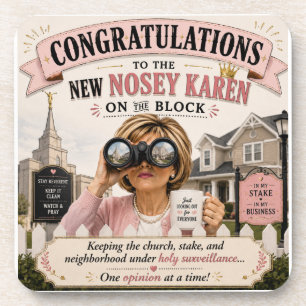 Nosey Karen at Church Funny Church Lady Gossip Hum Coaster