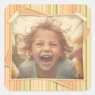 Nostalgia. Grunge Photo Effect Template Vintage Square Sticker