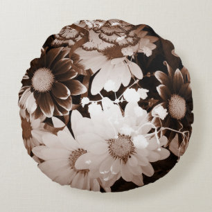 nostalgia western country wildflower summer daisy round cushion