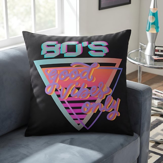 Nostalgic  80s Retro Aesthetic Good Vibes Cushion (Creator Uploaded)