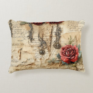 Nostalgic Antique Floral Love Letter Decorative Cushion