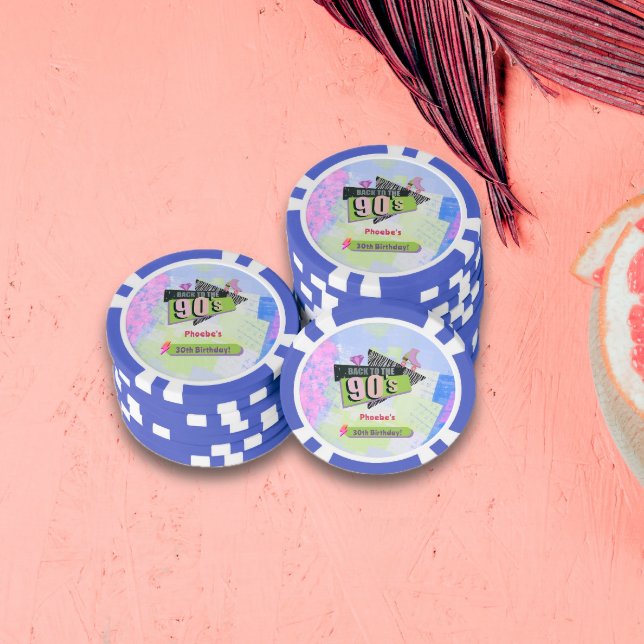 Nostalgic Back to the 90s Retro Birthday Party Poker Chips (Creator Uploaded)