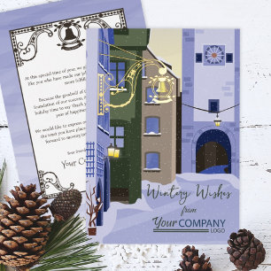 Nostalgic Blue Gold Christmas with Company Logo