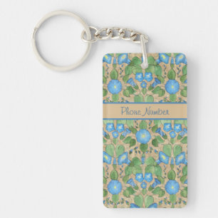 Nostalgic Blue Morning Glory Oblong Keychain