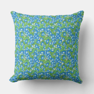 Nostalgic Blue Morning Glory Throw Pillow, Cushion