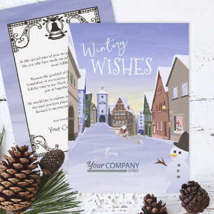 Nostalgic Business Logo Light Blue Christmas Holiday Card