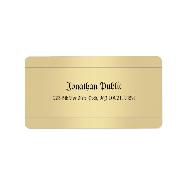 Nostalgic Calligraphy Gold Look Template Elegant Label (Front)