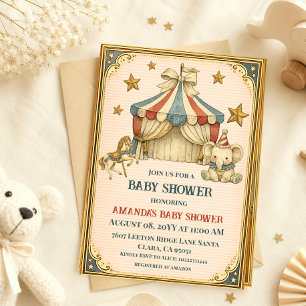 Nostalgic Carnival Vintage Circus Baby Shower Invitation