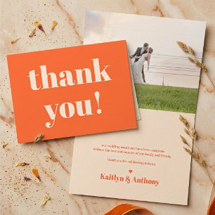 Nostalgic Charm Retro Wedding Photo Thank You Card