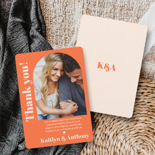 Nostalgic Charm Retro Wedding Photo Thank You Card