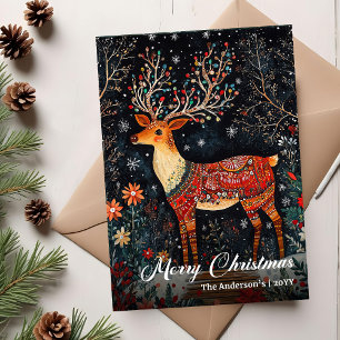Nostalgic Christmas deer card printable warm wish