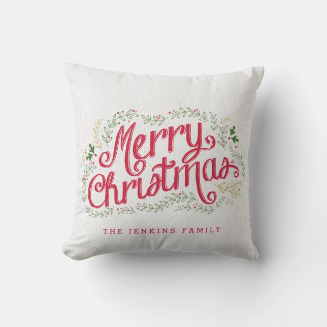 Nostalgic Christmas Holiday Custom Throw Pillow (Front)