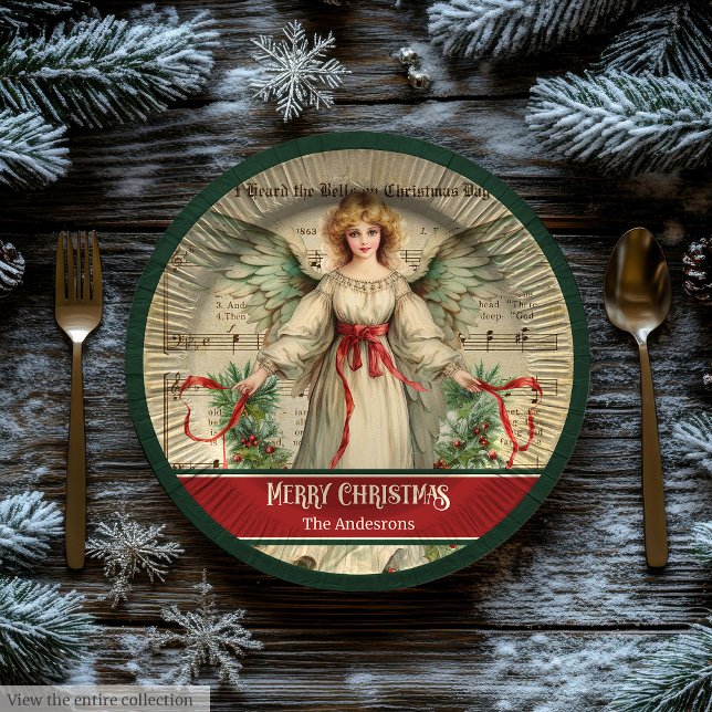 Nostalgic Christmas Paper Plates Elegant Angel Art (Nostalgic Christmas Paper Plates Elegant Angel Art)