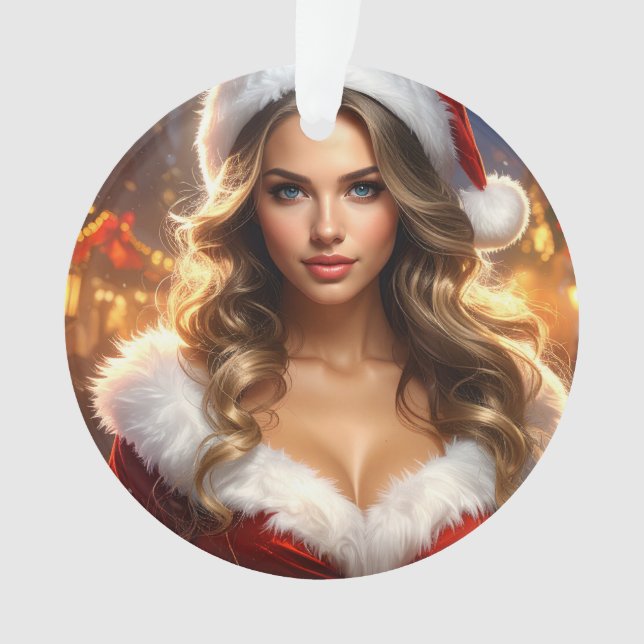 Nostalgic Christmas Santa Girl Ornament (Front)