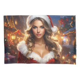 Nostalgic Christmas Santa Girl Pillowcase