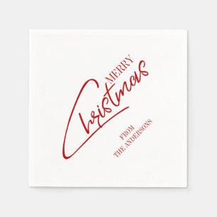 Nostalgic Christmas Script Holiday Paper Napkin