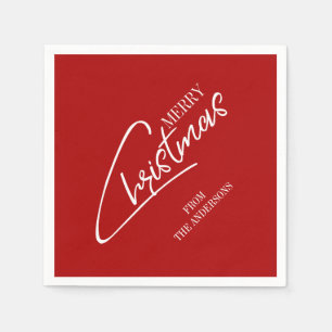 Nostalgic Christmas Script Holiday Paper Napkin