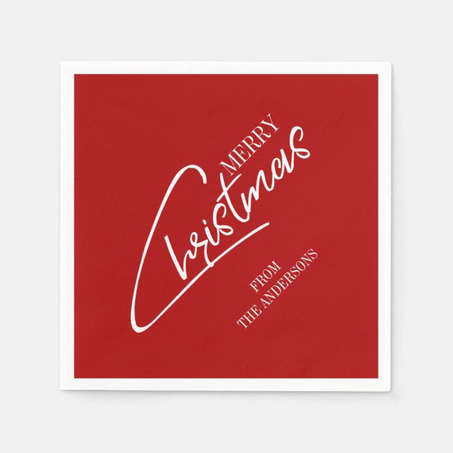 Nostalgic Christmas Script Holiday Paper Napkin (Front)
