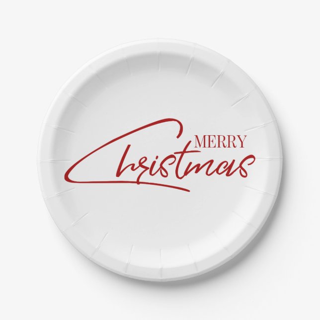 Nostalgic Christmas Script Holiday Paper Plate (Front)