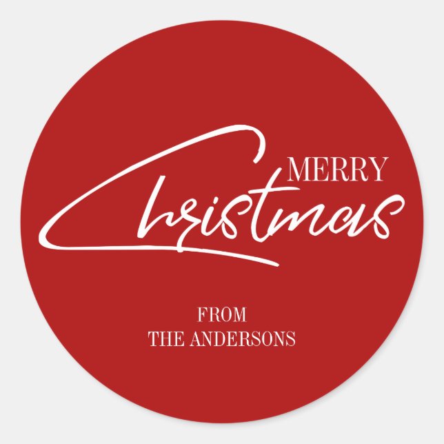 Nostalgic Christmas Script Holiday Sticker (Front)