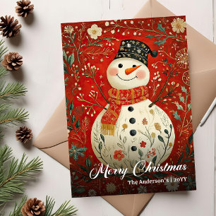Nostalgic Christmas Snowman Holiday Printable Card