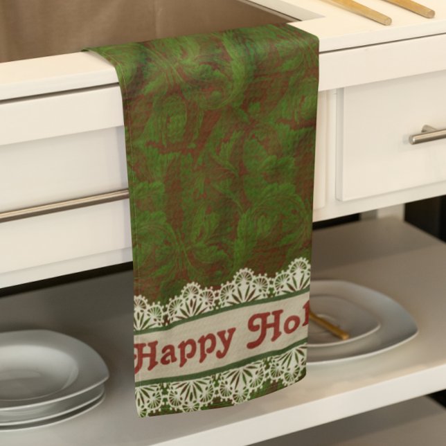 Nostalgic Classic William Morris Gold Holiday  Tea Towel (Personalize this cute kitchen towel.)