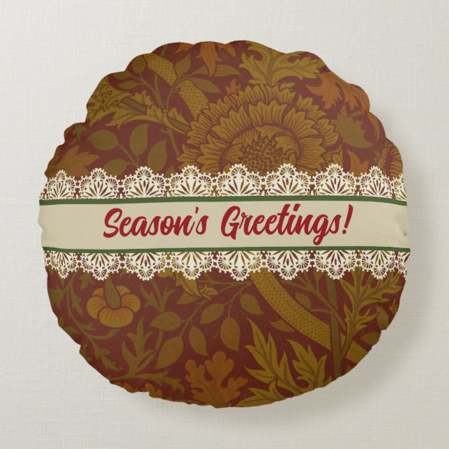 Nostalgic Classic William Morris Pattern Holiday  Round Cushion (Front)