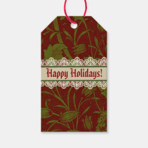 Nostalgic Classic William Morris Red Holiday Gift Tags