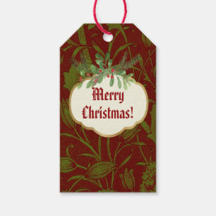 Nostalgic Classic William Morris Red Holiday Gift Tags