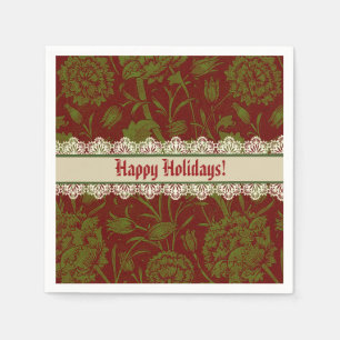Nostalgic Classic William Morris Red Holiday Napkin